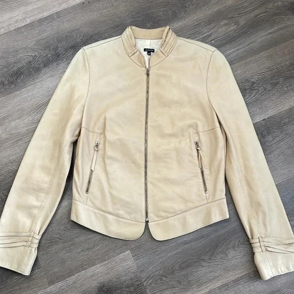 Joseph Lambskin Leather Moto Biker Jacket Light Tan Neutral Buttery Soft 40 S